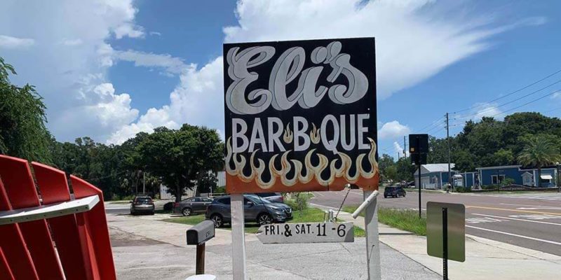 Eli's BBQ featured entry sign