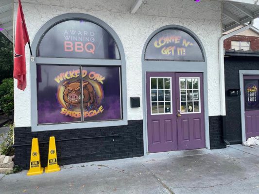 wicked oak bbq front door