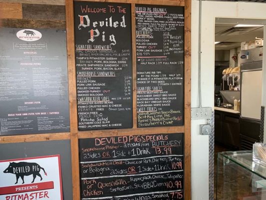 deviled pig menu board